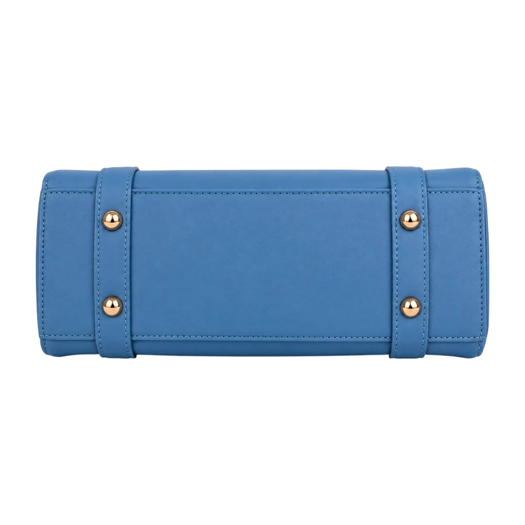 Orxa Sky Blue Structured Leather Handbag for Women