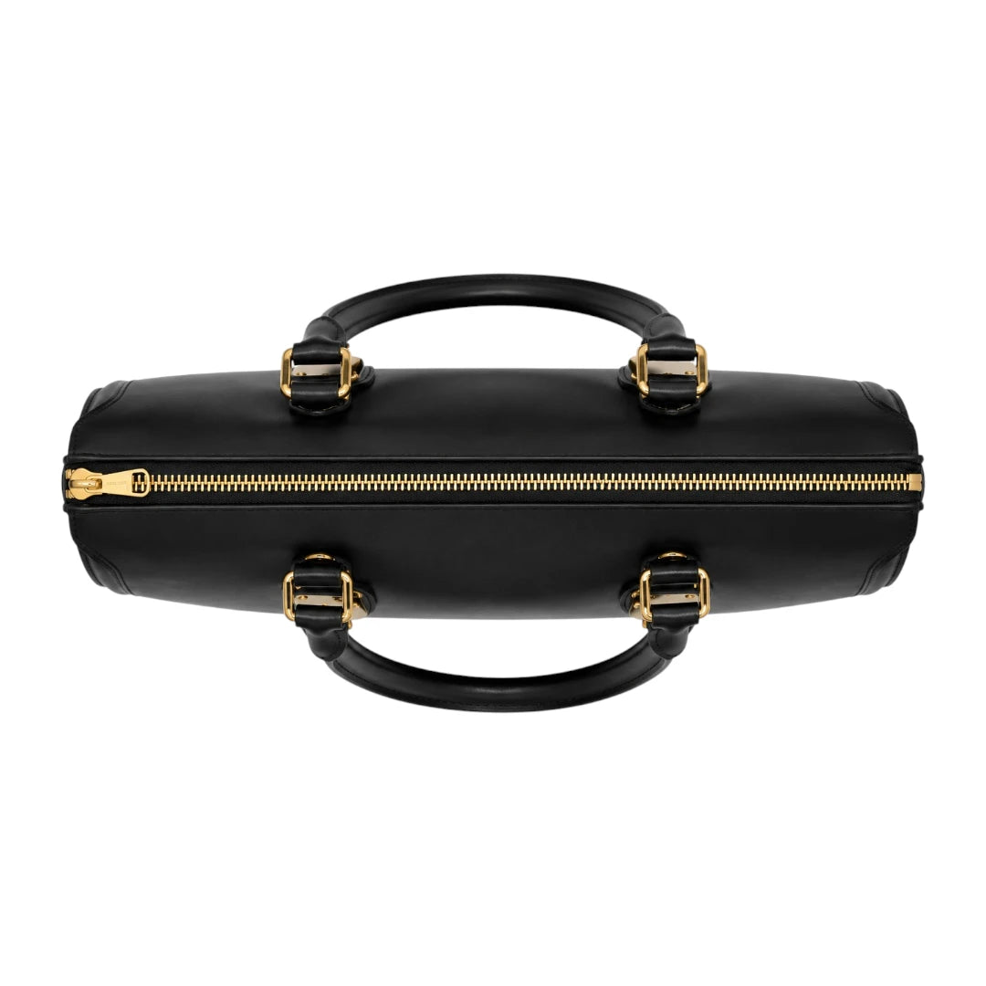 Orxa Women’s Black Leather Handbag with Gold Hardware