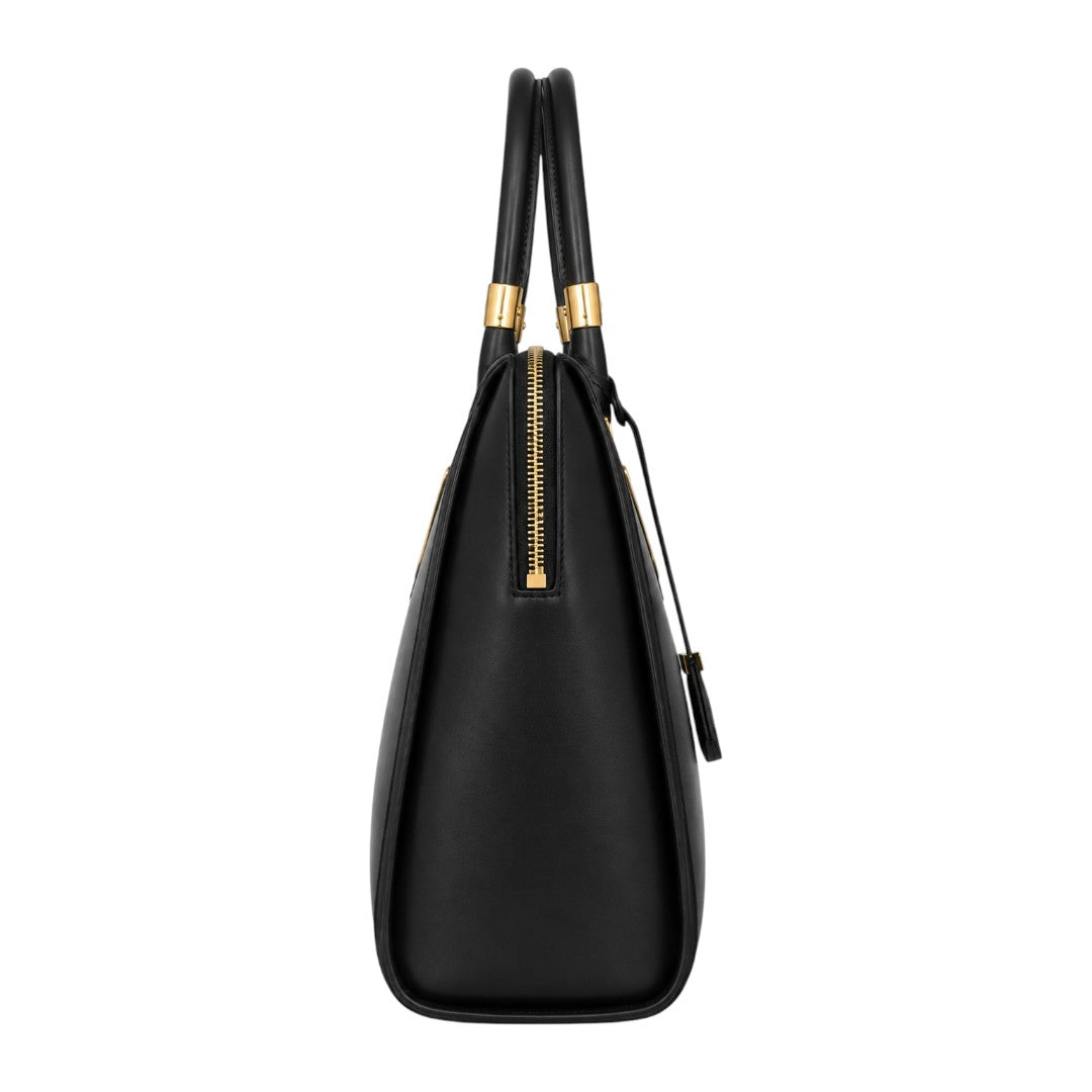 Orxa Women’s Black Leather Handbag with Gold Hardware