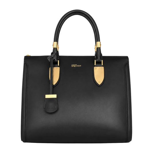 Orxa Women’s Black Leather Handbag with Gold Hardware