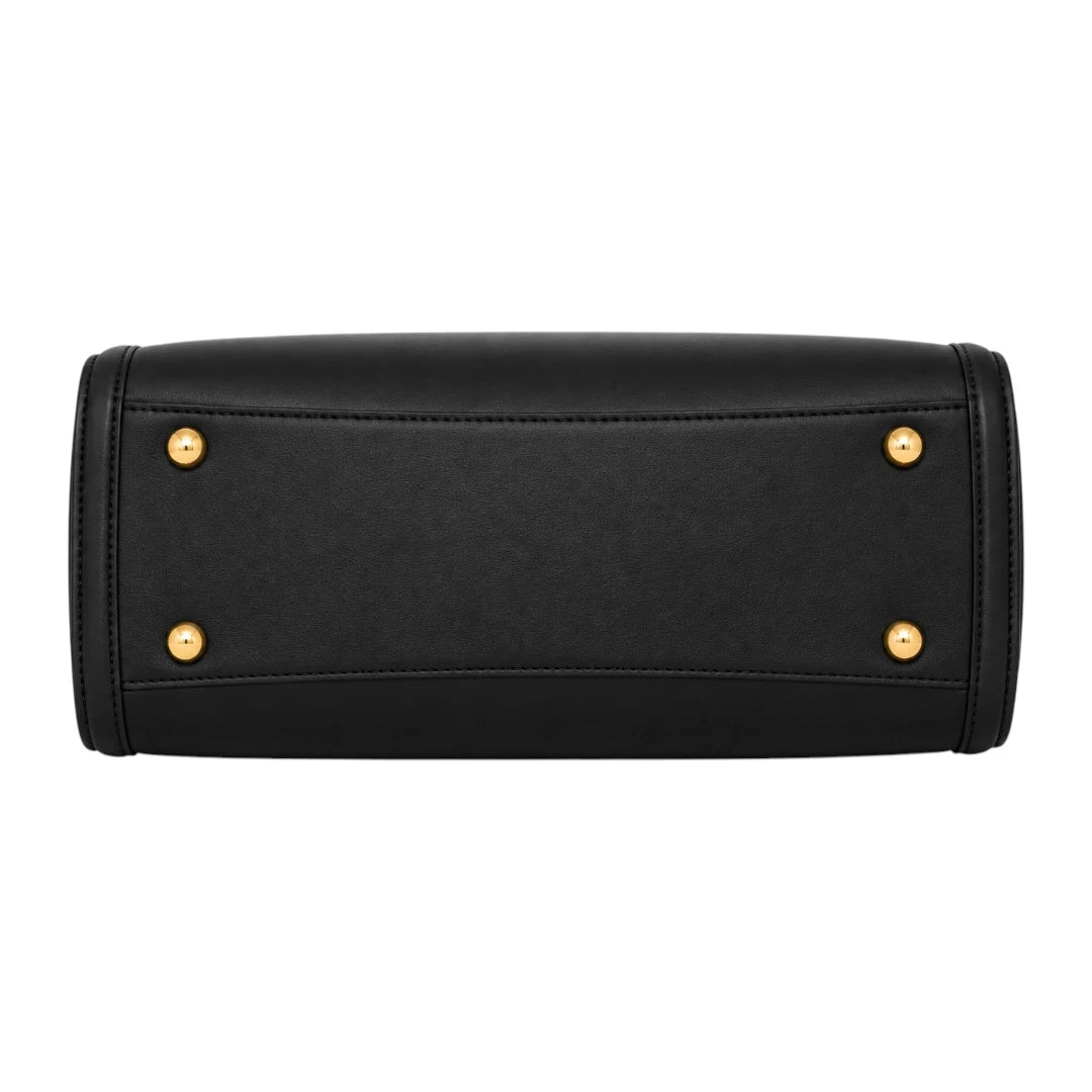 Orxa Women’s Black Leather Handbag with Gold Hardware