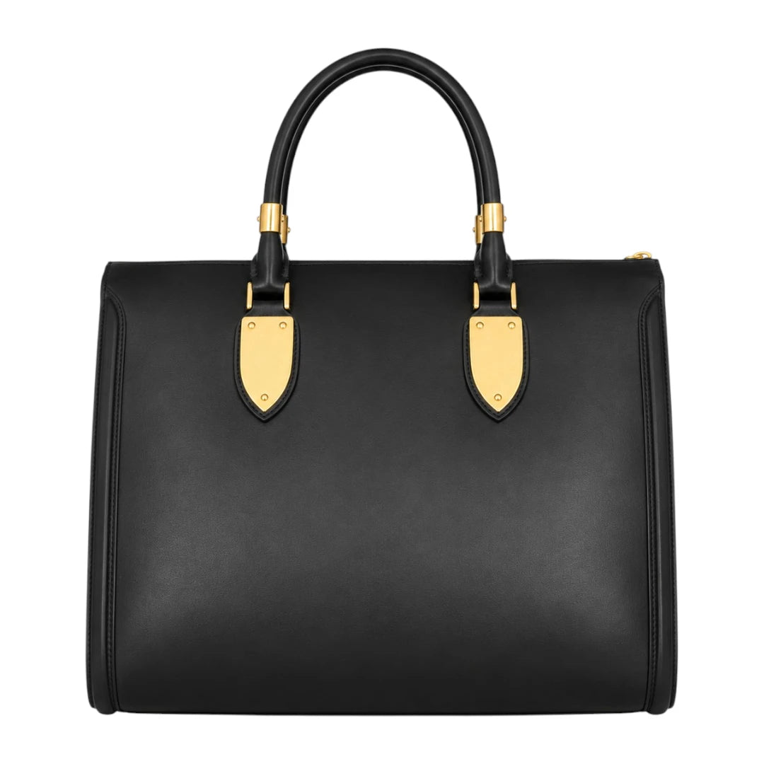 Orxa Women’s Black Leather Handbag with Gold Hardware